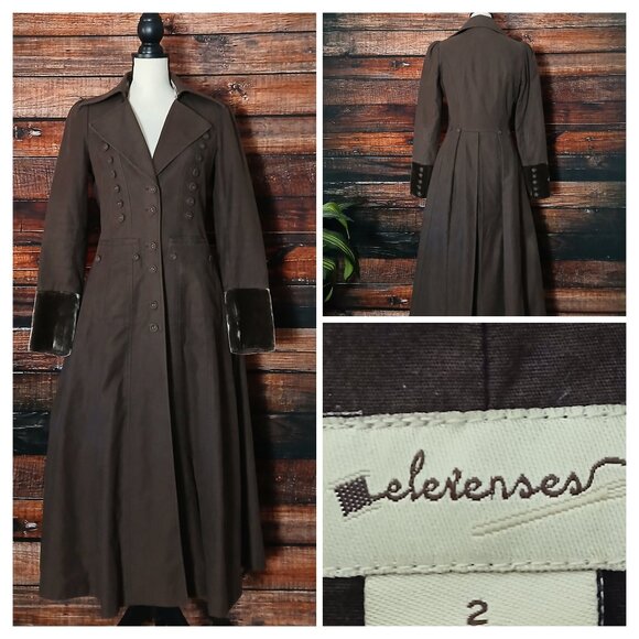 Elevenses Anthropologie Coat Jacket Size 2 Victorian Gothic Skirted Brown - Picture 1 of 9